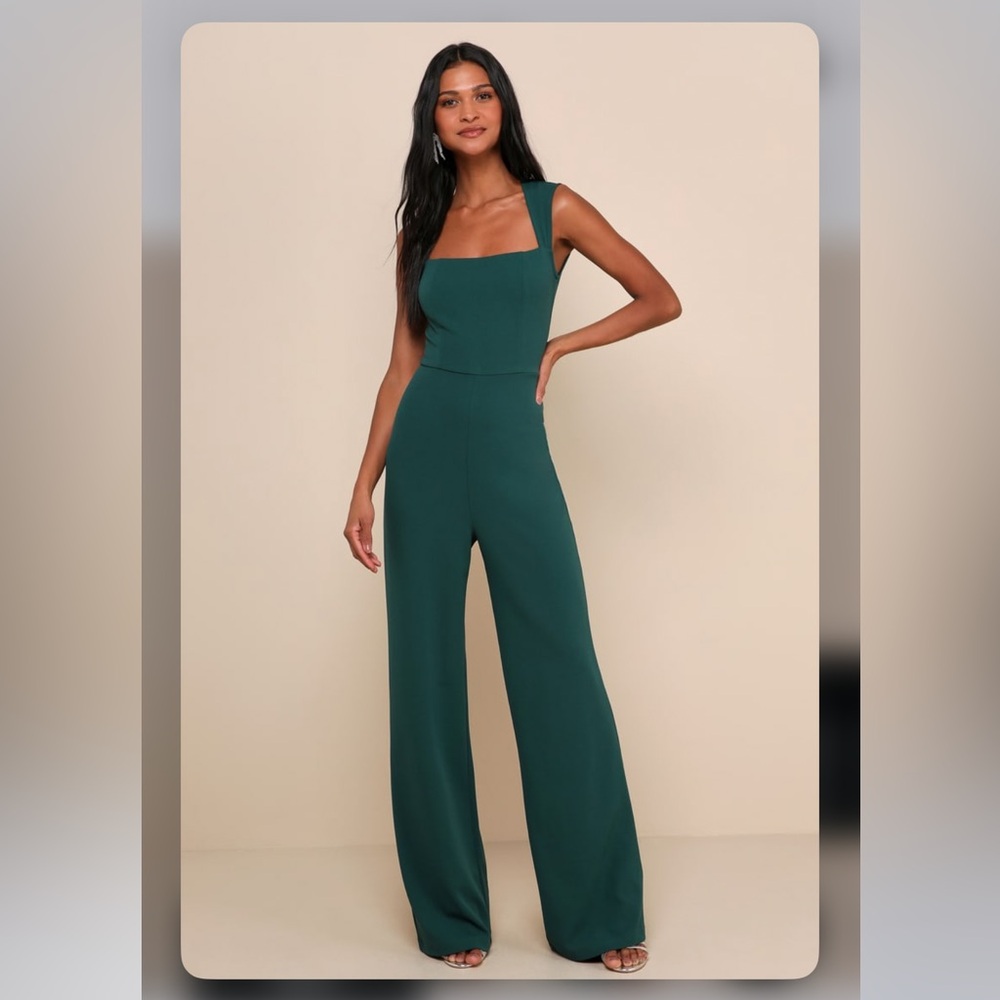 LULUS Enticing Endeavors Emerald Green Jumpsuit
